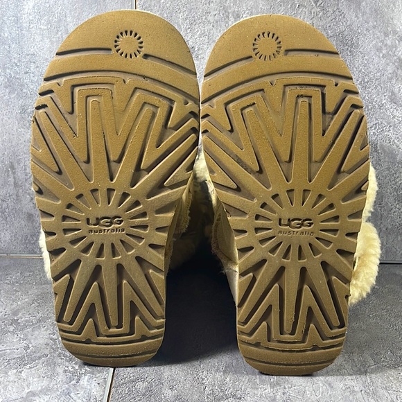 UGG Bailey Button Beige Suede Shearling Boots - Picture 6 of 8